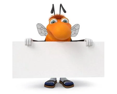 3d Bumblebee with the poster Stock Illustration