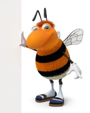3d Bumblebee with the poster Stock Illustration