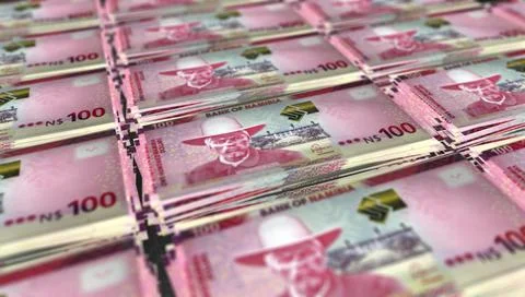 3D Bunch of 100 Namibia Dollars Money Banknote イラスト素材