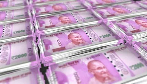 3D Bunch of 2000 India Rupee Money Banknote Illustrazione stock