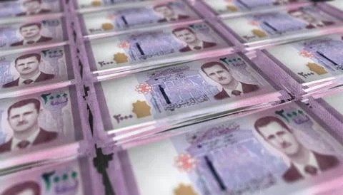 3D Bunch of 2000 Syria Pound Money Banknote Stock Illustration