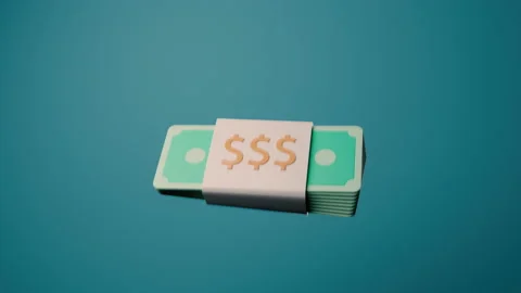 3D bundle of cash being disintegrated Stock Footage 170473556