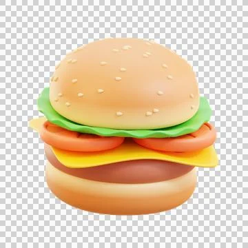 3D Burger, 3D rendering Stock Illustration