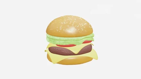 3D burger falling animation on white background. Burger fall. 4K 3D animation Stock Footage 232423666
