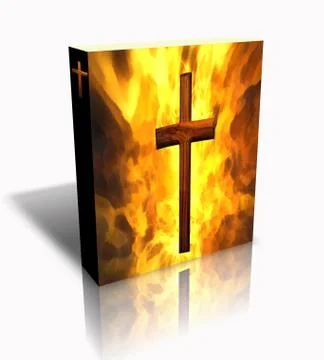 3d burning cross book / box (white) Stock Illustration