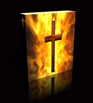 3d burning cross book / box (black) Stock Illustration