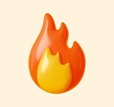 3D burning fire flame, bonfire icon 库存插图