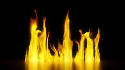 3d burning fire flame, fireplace, isolated on black background Stock Footage 99346018
