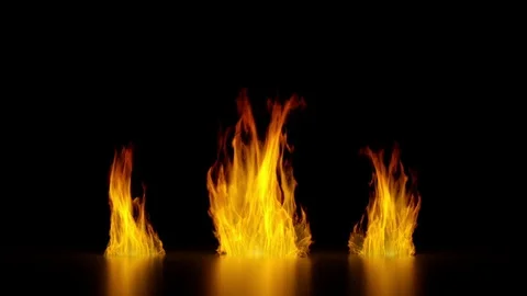 3d burning fire flames isolated on black background, fireplace Stock Footage 99346065