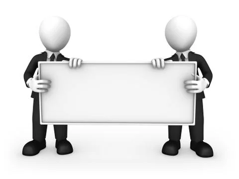 3d busines people with empty board in hands Stock Illustration