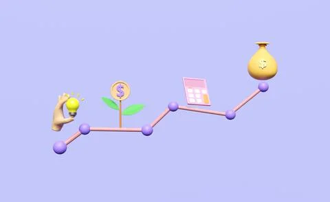 3d business analysis strategy concept isolated on purple background. calcul.. 库存插图