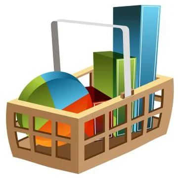 3d business chart basket Stock Illustration