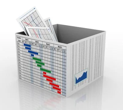 3d business chart in the box Stock Illustration