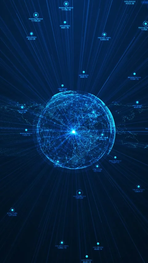 3D Business communications connects to wireless internet networks around the Stock Footage 313698066