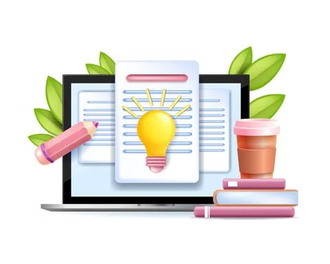 3D business content vector illustration storytelling creative writing concept Illustrazione stock