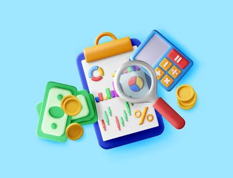 3d Business data analysis and market research Stock Illustration