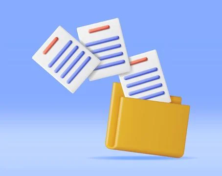 3D Business Folder Full of Papers 스톡 일러스트