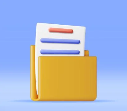 3D Business Folder full of Papers Stock Illustration