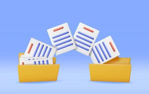 3D Business Folder Full of Papers Stock Illustration