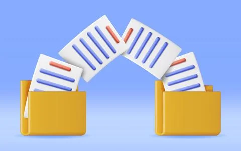 3D Business Folder Full of Papers Stock Illustration