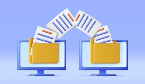 3D Business Folder Full of Papers on Computer Stock Illustration