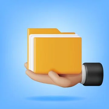3D Business Folder full of Papers in Hand Stock Illustration