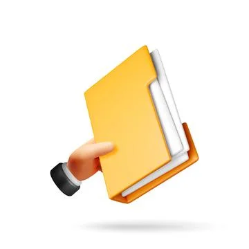 3D business folder full of papers in hand Stock Illustration