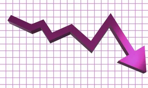 3D Business Graph Growth Statistic Arrow Gowing Down Stock Illustration