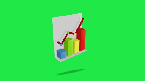 3D Business Growth Chart Animation with Rising Financial Graph on Green Screen Stock Footage 337600042