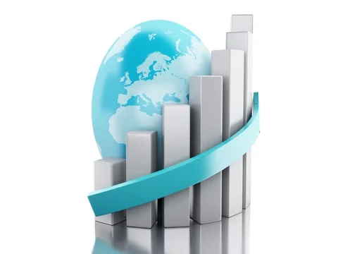 3d Business Growth chart with globe. Stock Footage 69751912