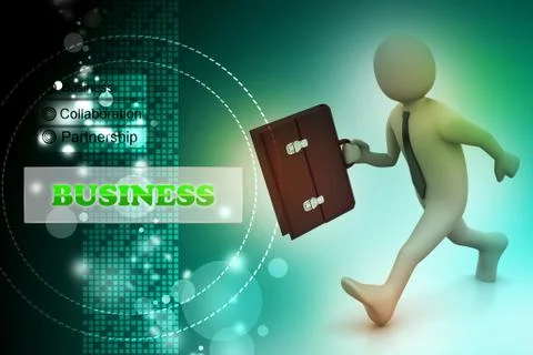 3d business man with briefcase Stock Illustration