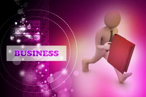 3d business man with briefcase Stock-Illustration