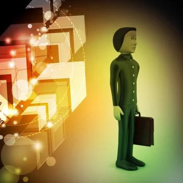 3d business man with briefcase Stock Illustration