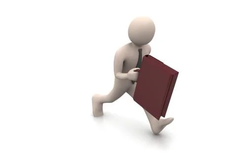 3d business man with briefcase Free Stock Illustration