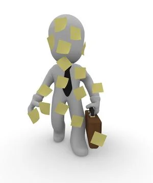 3d business man with sticky notes Stock Illustration