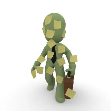 3d business man with sticky notes Stock Illustration