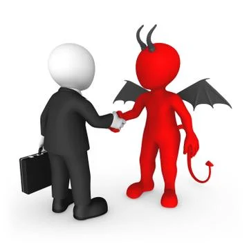 3d business people: deal with the Devil Stock Illustration