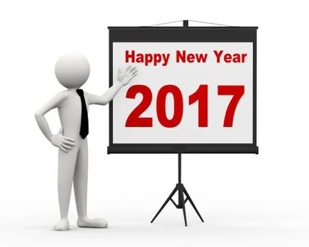 3d businessman 2017 tripod projector presentation Stock Illustration