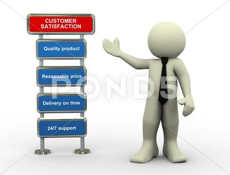 3d businessman and customer satisfaction Stock Illustration
