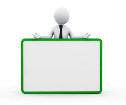 3d businessman blank empty board banner Stock Illustration