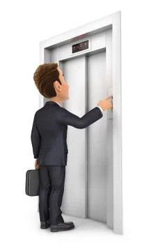 3d businessman calling the elevator Stock Illustration