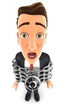 3d businessman chained Stock Illustration