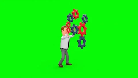 3D Businessman Character Adding a Missing Gear to Start Cogwheel. 库存影片 260802037