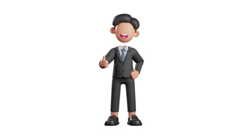 3d businessman character doing the thumbs up pose Stock Footage 219593010