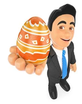 3D Businessman with a decorated easter egg Stock Illustration