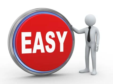 3d businessman with easy button Stock Illustration