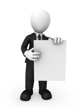 3d businessman with empty board in hands Stockillustratie