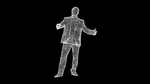 3D businessman explains something on black background. Office and work conc.. イラスト素材