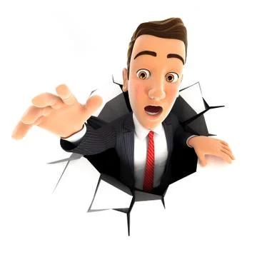 3d businessman falling down into a hole Illustrazione stock