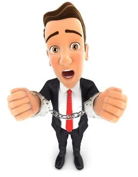 3d businessman handcuffed Stock Illustration